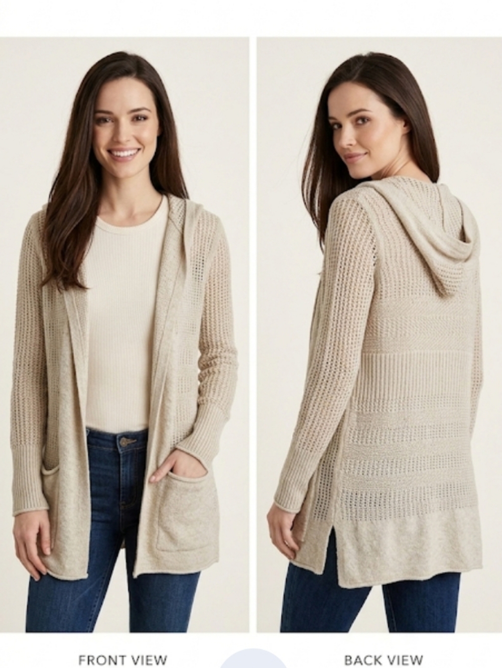 "Eddie Bauer" Hooded Open-Front Cardigan in size small.